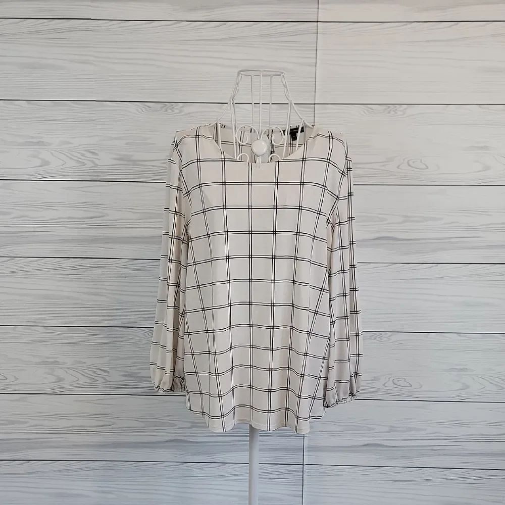 Adrianna Checkered Blouse - Cream and Black Womens Size M
